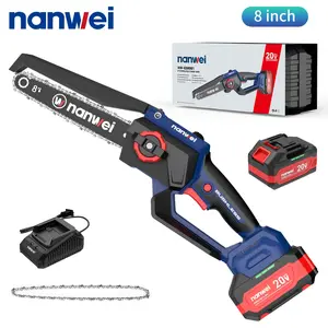 NANWIN 20V Brushless 8-inch Handheld Electric Chainsaw | 5800rpm, Brushless Mini ChainSaw - Portable Electric Cordless Saw for Wood Cutting, Batteries  ,Pruning, Gardening, Camping - Suitable for Seniors, Women Holiday gifts