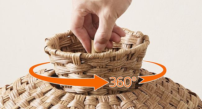 HOOBRO Rattan Plant Cat House with Litter Box & Scoop, Large Cat Litter Box Enclosure, Odor Control Filter, Handwoven Litter Box Furniture with Decorative Plant, Real Stones, Natural