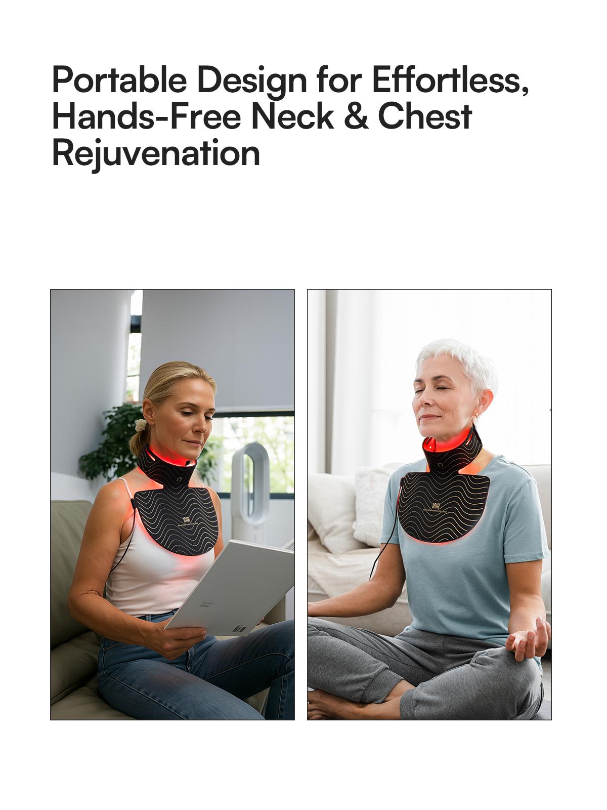 INIA GLOW Neck & Chest Red Light Mask – 850nm NIR LED Mask for Wrinkle & Spot Reduction, Lift & Firm in 4 Weeks, Rechargeable 2600mAh Controller, Clinic-Grade Full Coverage, Best Valentine's Day Gift for Her