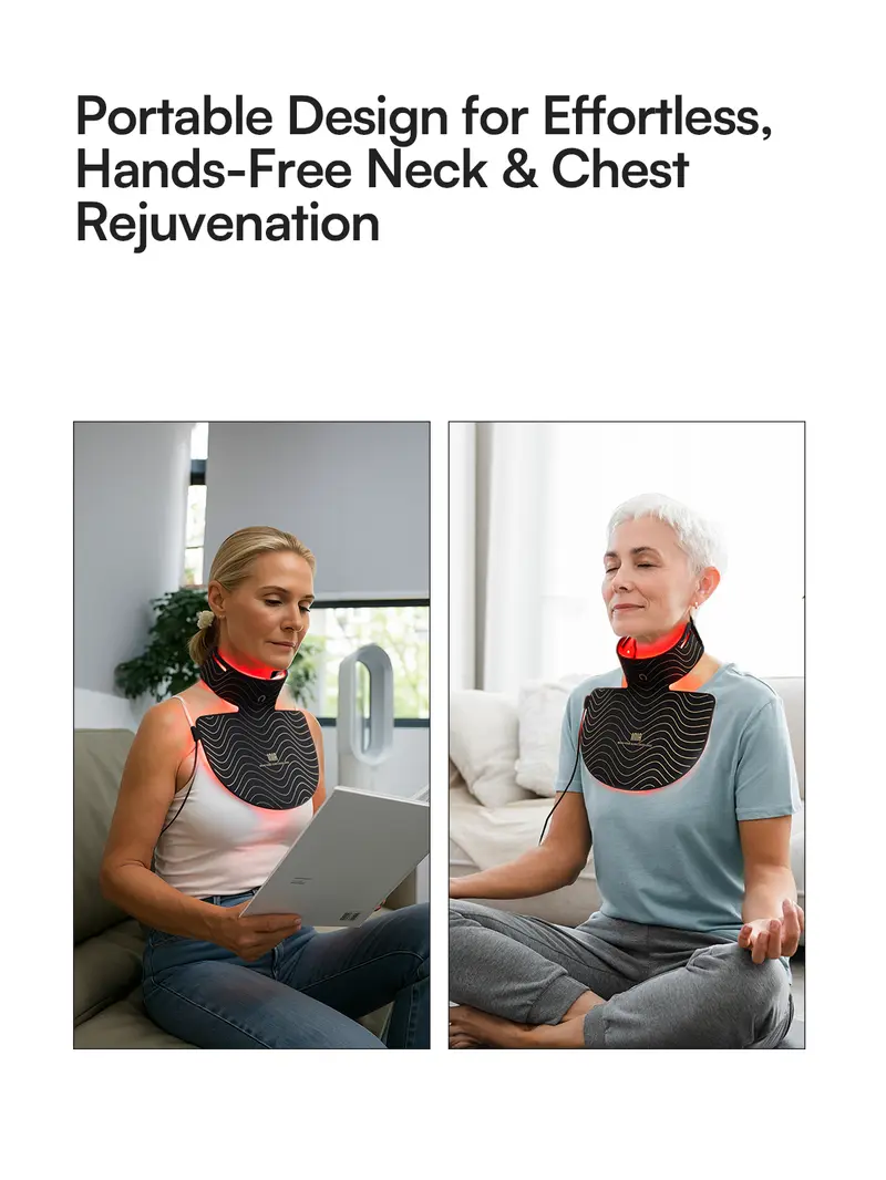 Product Introduction of INIA GLOW Neck & Chest Red Light Mask – 850nm NIR LED Mask for Wrinkle & Spot Reduction, Lift & Firm in 4 Weeks, Rechargeable 2600mAh Controller, Clinic-Grade Full Coverage, Best Valentine's Day Gift for Her 11