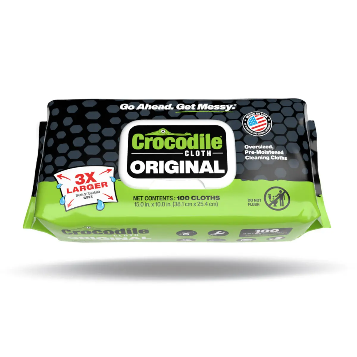 Crocodile Cloth Original Heavy Duty Cleaning Wipes (100-Count) Contractor Grade Grease, Oil, Paint, & Grime Remover For Mechanics, Construction Workers, & Home Renovation