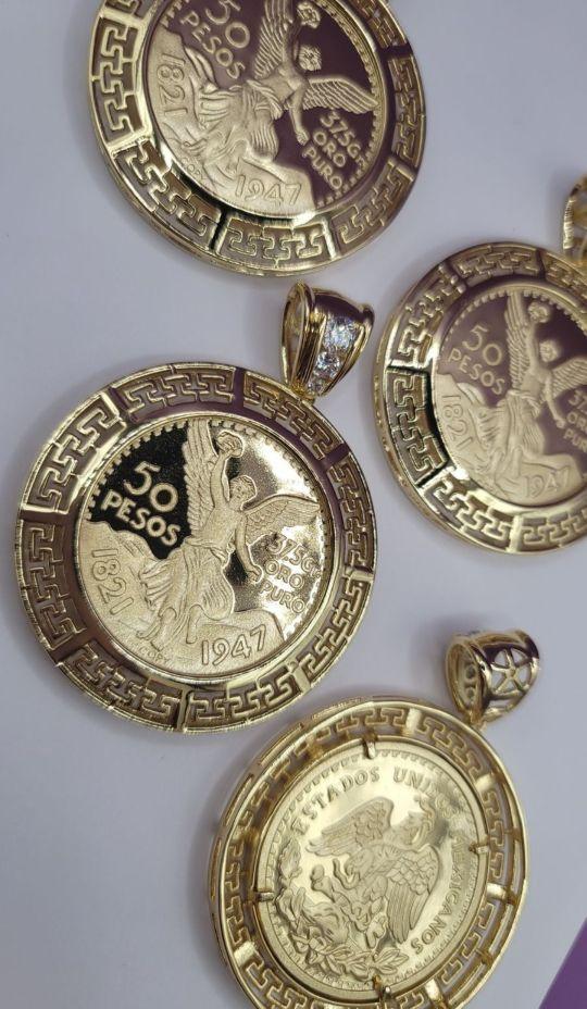 Centenario coin shaped fashion style with stones Pendant only no chain gold-plated PRICE FOR ONE big pendant