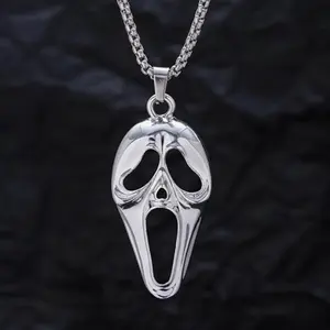 Men's Creative Hollow Face Scream Mask Pendant Necklace