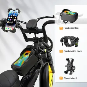 E-Bike 3-in-1 Accessory Set | Waterproof Riding Bag + 42" Combo Cable Lock + 360° Rotating Phone Mount