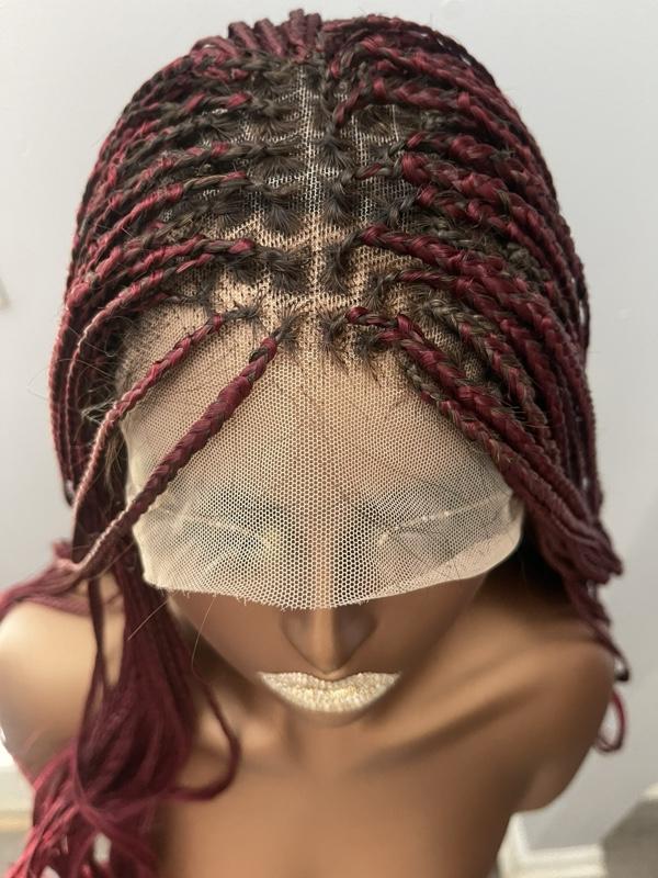 13x6 Frontal Knotless Braided Wig 18 inches- Red