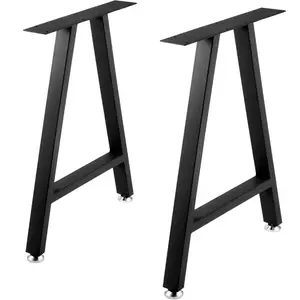 【FathersDayGift】VEVOR Metal Table Legs 28 x 17.7 inch A-Shaped Desk Legs Set of 2 Heavy Duty Bench Legs with Polyurethane Coating,  , Furniture Legs with Floor Protectors, Wrought Iron Coffee Table Legs for Home DIY Bla
