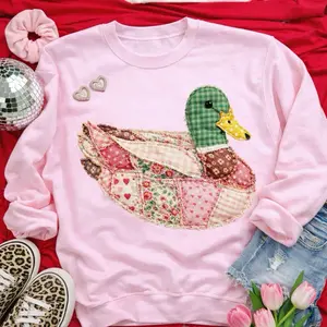 Faux Embroidery Duck Crewneck