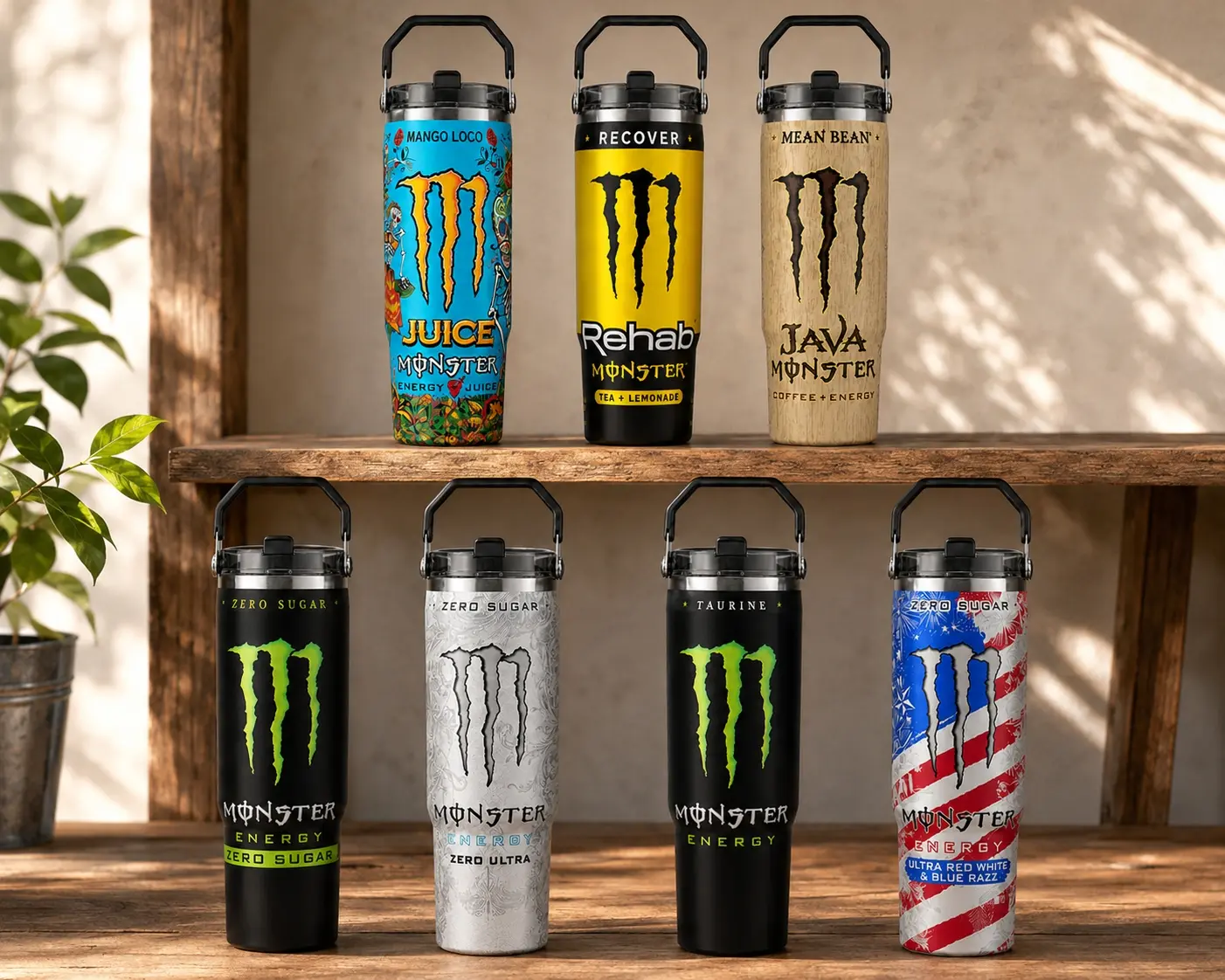 V2 Mon x Coffee & Energy Drink 30oz Skinny Tumbler | Handmade Sublimation Tumbler | Stainless Steel Travel Cup | Gift for Energy Drink Fans