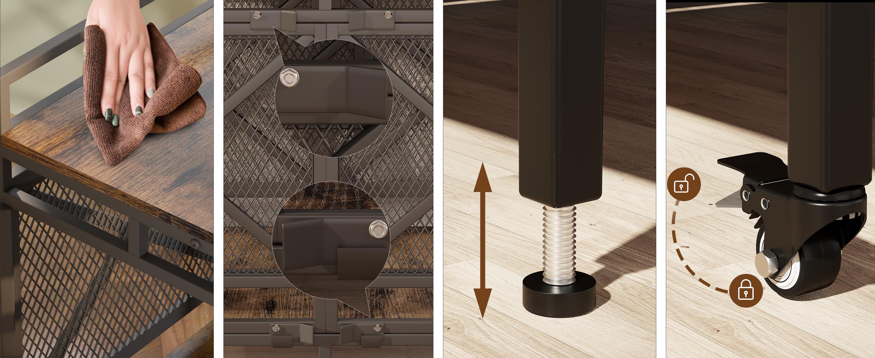【SpringGlowUp】COZPAW Large Dog Crate Furniture, 48/52/71/78/86Inch Wooden Dog Kennel for XLarge Dogs, Heavy Duty Dogs Furniture Indoor Wire Dog Cage with Caster Wheels, Decorative Pet House End Table, Brown 【SpringGlowUp】COZPAW Large Dog Crate Furniture, 48/52/71/78/86Inch Wooden Dog Kennel for XLarge Dogs, Heavy Duty Dogs Furniture Indoor Wire Dog Cage with Caster Wheels, Decorative Pet House End Table, Brown