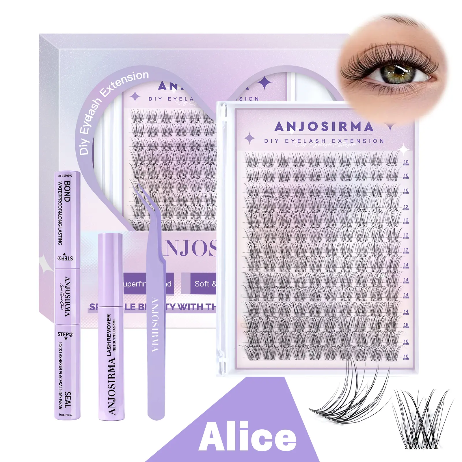ANJOSIRMA Alice DIY Lashes Clusters Invisible Band Natural Soft Waterproof Lash Extension Easy to Apply at Home Cosmetic Makeup Volume False Eyelashes #DealsForYouDays