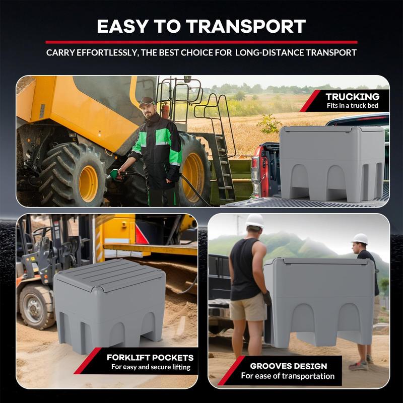 Garvee 48 Gallon Portable Fuel Transfer Tank with 12V Electric Pump, 10GPM Flow, 13Ft Hose & Auto Nozzle for Diesel & Gasoline - Ideal for Trucks, Tractors, Boats, Generators - Gray