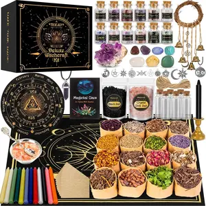 All-in-One Witchcraft Spell Kit - 88 PCS Wiccan Supplies, Tools, Herbs, Crystals, Candles, Pendulum, Altar Decor