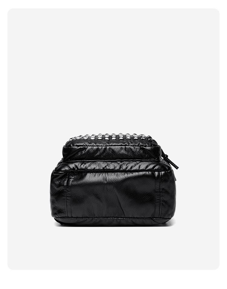 Multifunctional Handheld Backpack Solid Color Rivet Punk Backpack for Vacation Travel Soft Leather Cool Silver Studs Black Studded Design Water Resistant Laptop