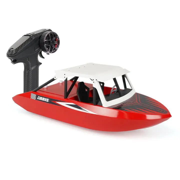 ARRIS M-JET35 brushless RC jet boat with vector thrust and no propeller design. Built for rivers & shallow water. Top speed up to 50–60km/h Remote Control
