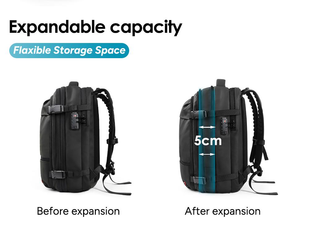 55L Expandable Vacpack Backpack, Vacuum Seal Backpack Travel, Vacuum Compression Bags for Travel, Air back Backpack with Lock, Travel Airbag Backpack with Portable Electic Pump