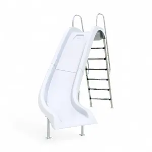 FibroSlide Full Size Fiberglass Pool Slide 10'6" Length 6' Height with Integrated Water Sprayers Stainless Steel Hardware 200 lb Capacity