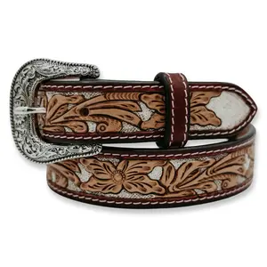 Ariat Beige Floral Filigree Belt with Buckle