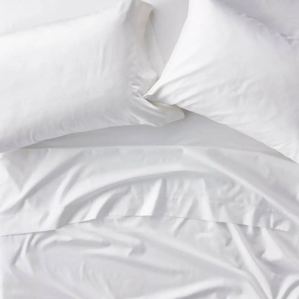 Casaluna 600 Thread Count Sateen Sheet Set - White, High-Thread Home Bedding for Bedroom Use, Clean Look