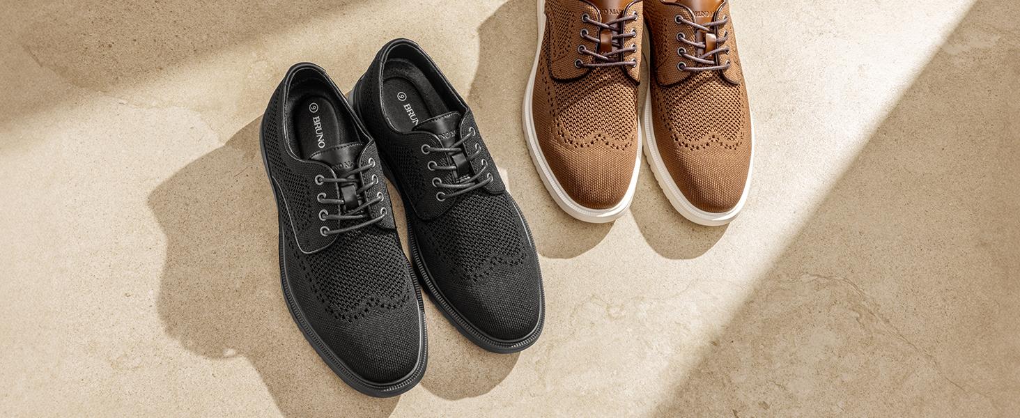 Bruno Marc [MaxFlex Ease Breeze+] Men's Knitted Casual Wingtip Oxford Sneakers