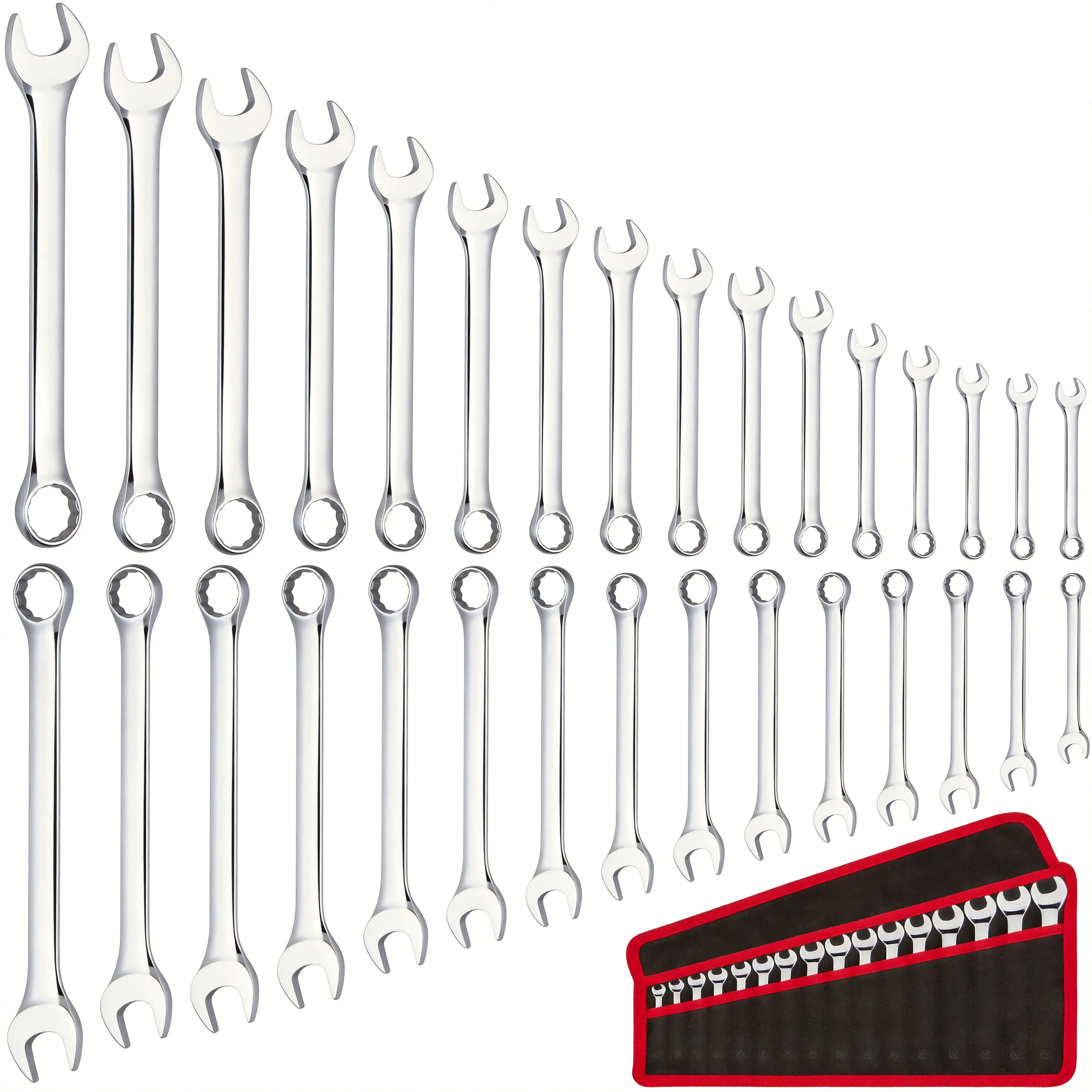 16-Piece Combination Wrench Set, Metric, 6mm-22mm, 12 Point, Chrome Vanadium Steel Metric combination wrench black wrench christmas gift mechanic tool car repair men gift wrench set