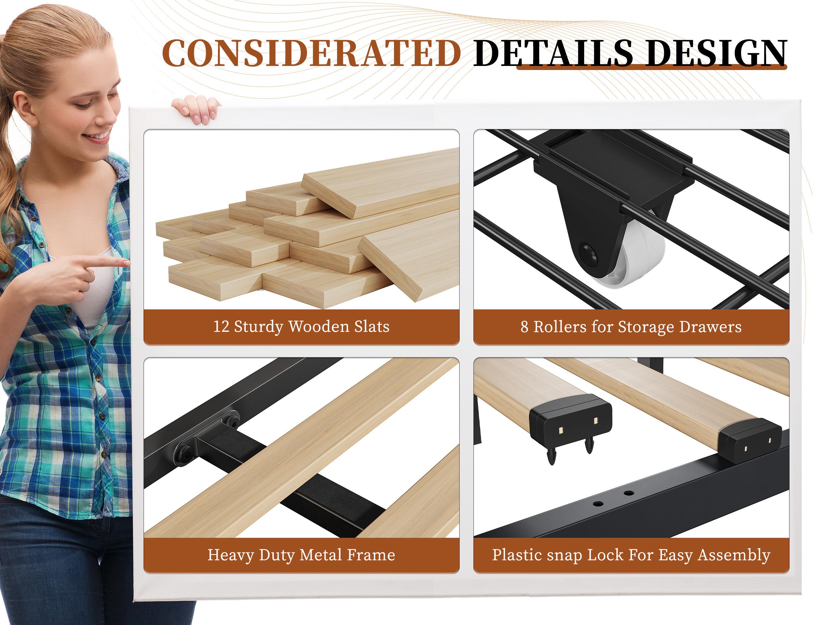 Raybee Furniture 3 Drawers Bed frame for Queen, No Mattress, LED Bed Frame with Adjustable Headboard and Storage, NO Noise,No Spring Needed, Hold 880LBS, Beige, Gray Raybee Furniture 3 Drawers Bed frame for Queen, No Mattress, LED Bed Frame with Adjustable Headboard and Storage, NO Noise,No Spring Needed, Hold 880LBS, Beige, Gray