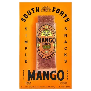 South Forty Snack Company Fruit Bar, 100% Mango, 5 Bars, 1.2 oz (35 g) Each