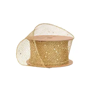 2 1/2" Wired Ribbon | "Glitter Net" Gold | 10 Yard Roll