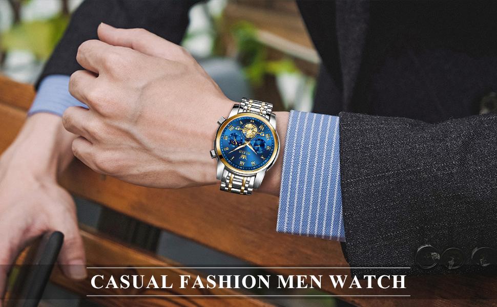 OLEVS Men's Chronograph Quartz Watch G2859 Stainless Steel Waterproof Luminous Date with Luminous Hands, 41 mm Diameter, 20 mm Band Length Casual Trendy Wristwatch OLEVS Men's Chronograph Quartz Watch G2859 Stainless Steel Waterproof Luminous Date with Luminous Hands, 41 mm Diameter, 20 mm Band Length Casual Trendy Wristwatch