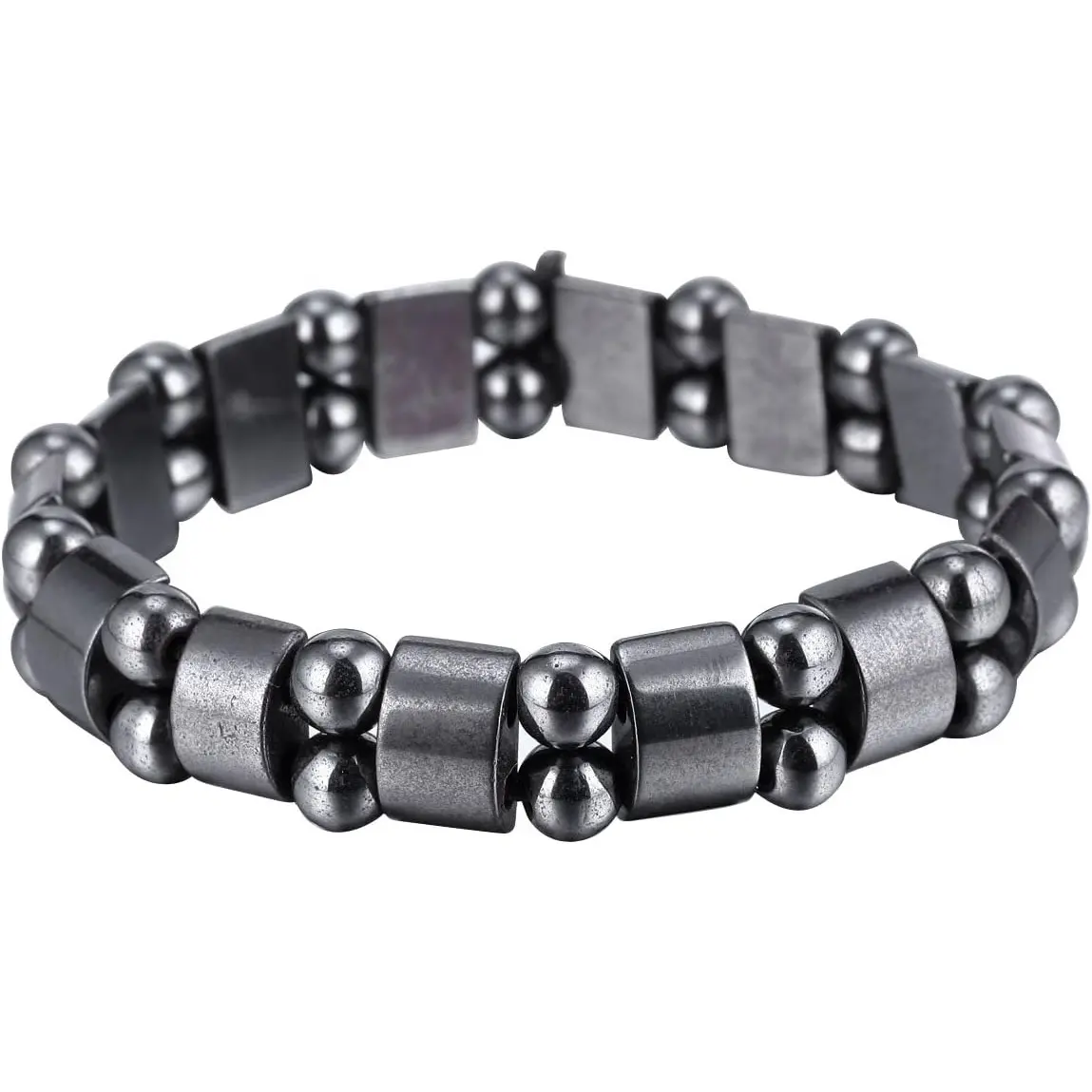 Hematite Magnetic Bracelets for Men and Women Hematite Magnetic Stone Beads Adjustable Magnetic Fidget Bracelet Wristband Jewelry Gift for Mom, Dad, Wife, Friend, Couple