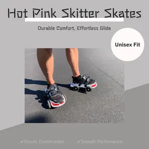 Hot Pink Skitter Skate - Wearable Roller Skates for Shoes - Adjustable Unisex Street Skates for Indoor/Outdoor Skating