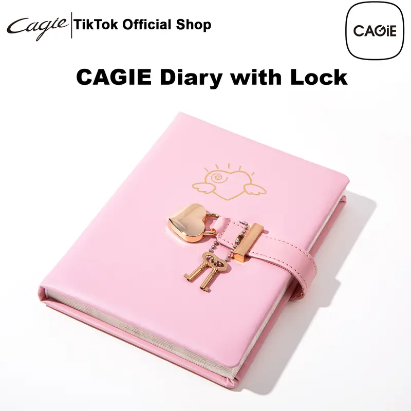 Valentine's Day Diary With Lock CAGIE A5 Vintage Lockable Refillable GIFT Box Leather Journal For Women & Men Writing Notebook For Office Travel Personal Use Green Yellow Pink Garden Ocean Adventure Series Lined Page Gift Bible Study College ruled