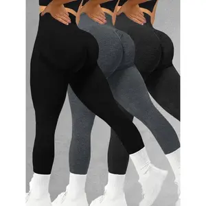 Women's Solid High Waist Sports Leggings, Casual Comfy Breathable Seamless Skinny Pants for Yoga Gym Workout, Ladies Sportswear for All Seasons Womenswear Bottom Bridal Basic MinimalistGift