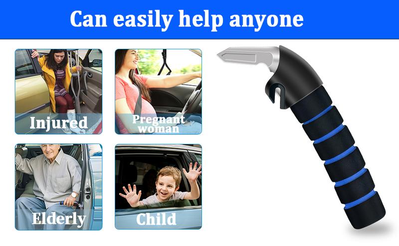 Adjustable Handlebar Car Door Assist Support Handle Multifunctional Latch Bar for Seniors Handicapped Durable Ergonomic Foam Rubber Grip Blue Black Automotive Vehicle