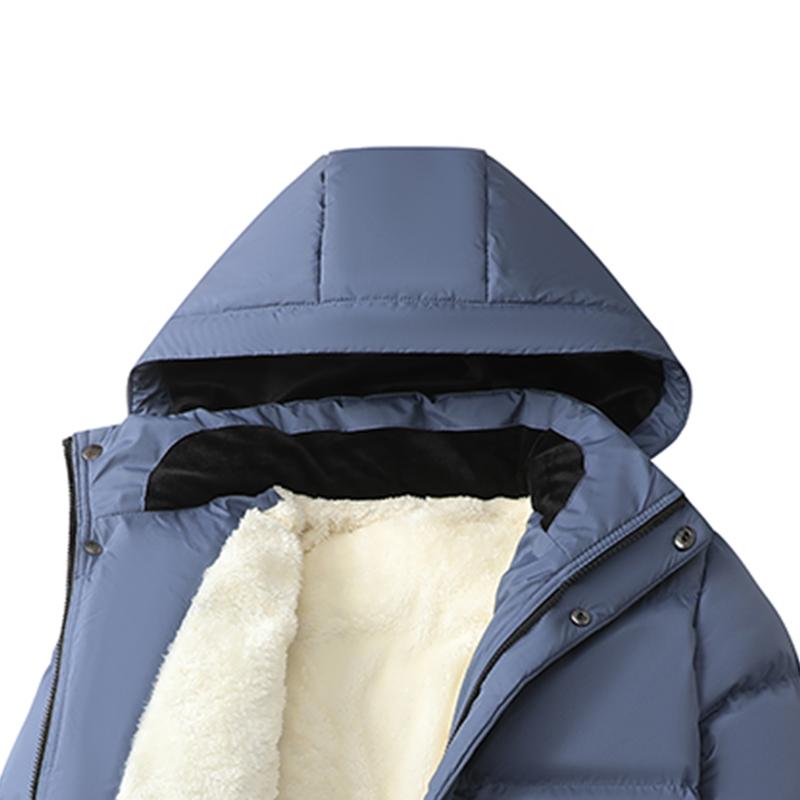 Men's Solid Color Patchwork Zipper Hooded Winter Jacket Regular Fit Casual Long Sleeve Waterproof Warm Coat for Daily Wear in Winter Menswear Tops