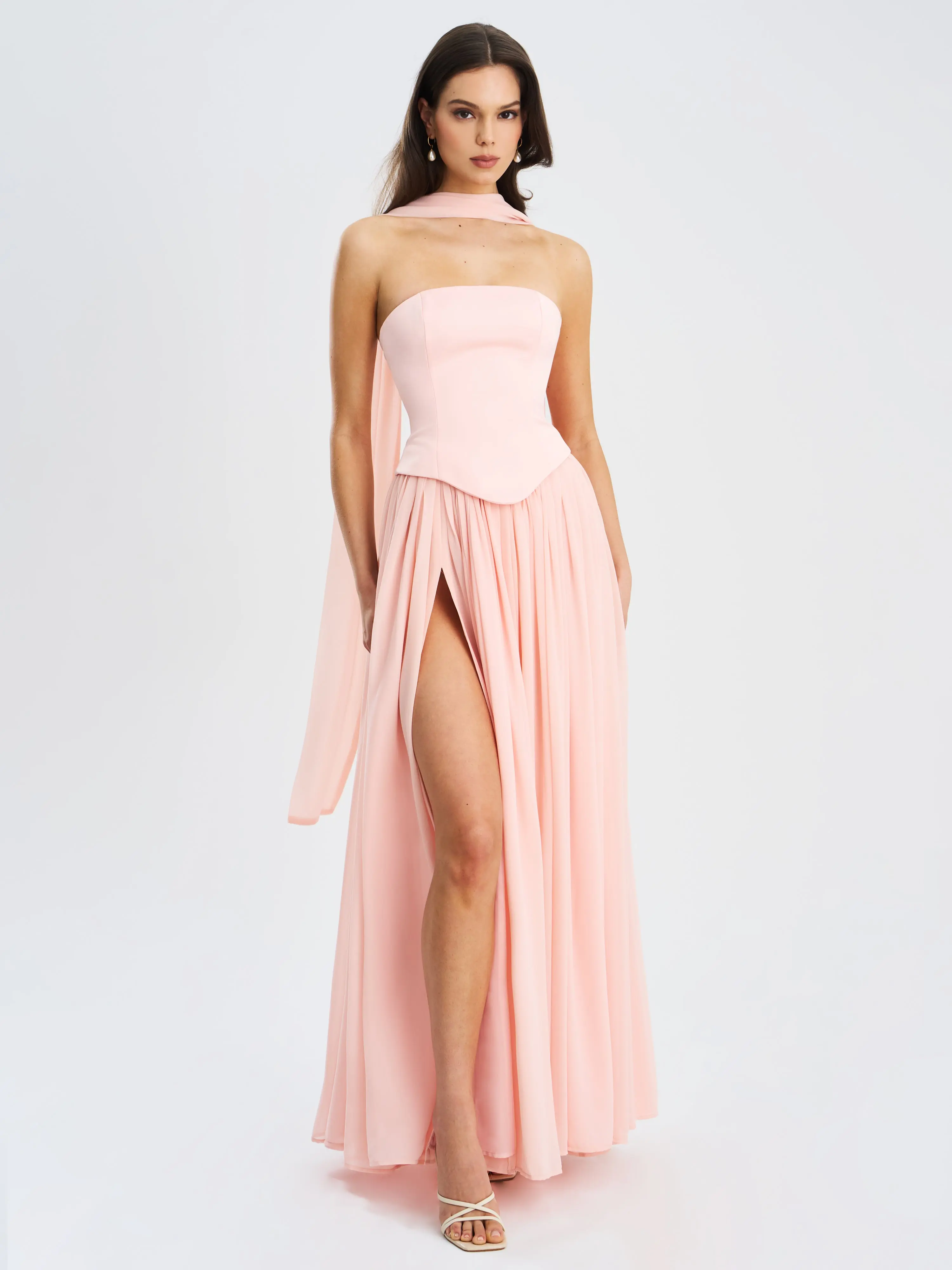 Qianna Baby Pink Peplum Drop Waist Chiffon Gown - TikTok Shop Qianna Baby Pink Peplum Drop Waist Chiffon Gown - TikTok Shop