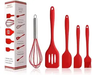 4 Pack Silicone Spatula and Whisk Kitchen Utensils with Silicone Brush Heat Resistant BPA-free Rubber Spatula for Scraping, Baking, Cooking, Mixing-