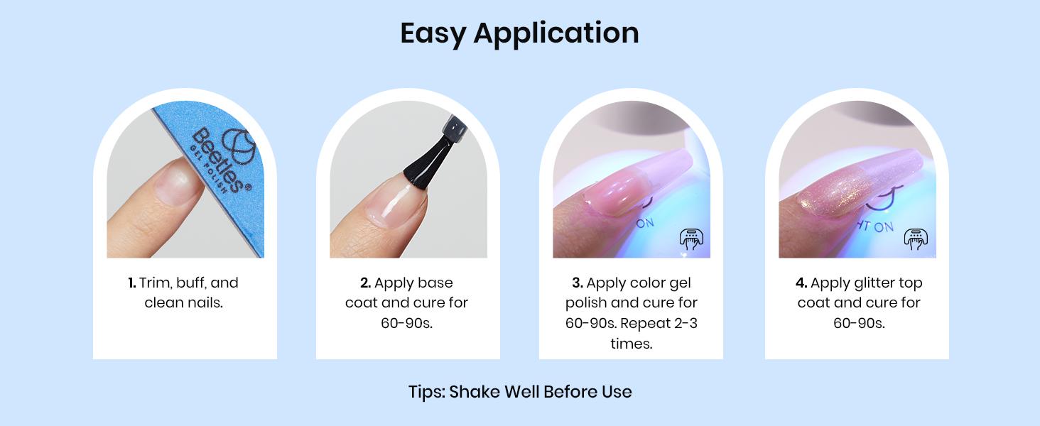 Beetles Gel Top Coat Glitter Soak Off Nail Polish with Gold Glitter for Nail Art and Long Nails Powder Manicure Cosmetic Uv Cutics #dealsforyoudays