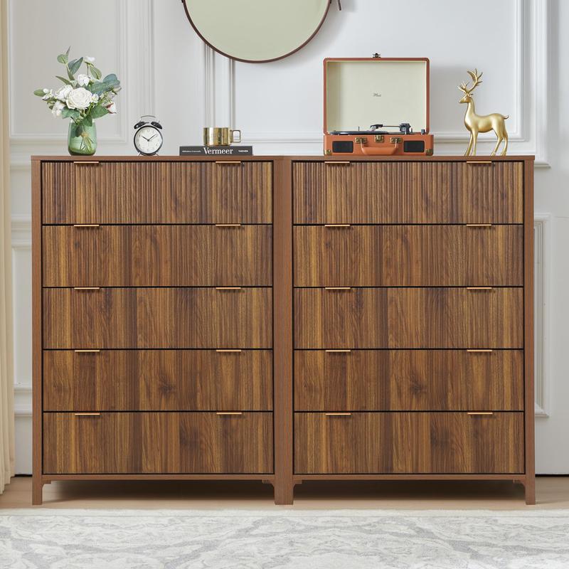 Giratree 4 5 Drawer Dressers for Bedroom, Modern Closet Chest of Drawers with Waveform Fluted Panel, Large Wood Storage Dresser Organizer for Nursery Bedroom Living Room Hallway Closet Giratree 4 5 Drawer Dressers for Bedroom, Modern Closet Chest of Drawers with Waveform Fluted Panel, Large Wood Storage Dresser Organizer for Nursery Bedroom Living Room Hallway Closet