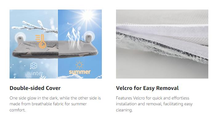 POMESEA Glowing Cat Window Bed,Cat Window Perch for Large Cats,Hammock with Hook Design,Glow in The Dark,Double-Sided Fabric Cover, Foldable Window Seat POMESEA Glowing Cat Window Bed,Cat Window Perch for Large Cats,Hammock with Hook Design,Glow in The Dark,Double-Sided Fabric Cover, Foldable Window Seat