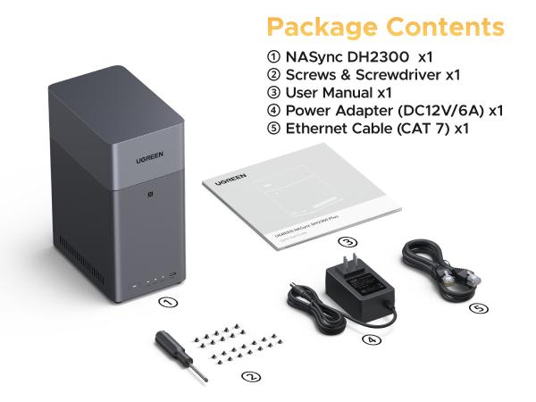 【LIVE ONLY】UGREEN NASync DH2300 2-Bay Desktop NAS, Support Capacity 60TB (Diskless), Remote Access, AI Photo Album, Beginner Friendly System, 4GB LPDDR4X RAM,1GbE, 4K HDMI, Network Attached Storage(Diskless),TikTokShopBlackFriday ,TikTokShopHolidayHaul