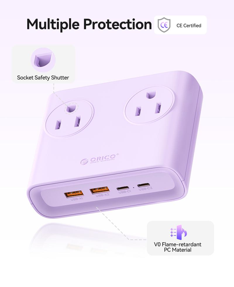 ORICO Universal Power Strip 1.6 Meters Extension Cord Travel Power Socket USB Charger Power Extension Outlet-PDC