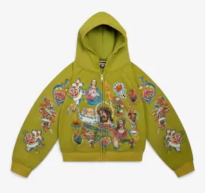 (100% Authentic) Righteous Risen King Zip Up Hoodie Green