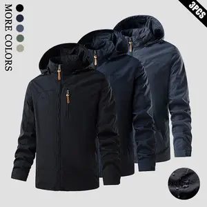 Men's Lightweight Waterproof Windbreaker Jacket for Spring & Fall - Comfortable, Skin-Friendly Fabric; Features an Adjustable Drawstring Hood, Ribbed Cuffs, and Full-Zip Front Closure; Perfect for Outdoor Activities like Hiking, Jogging, Fishing, Gym Work