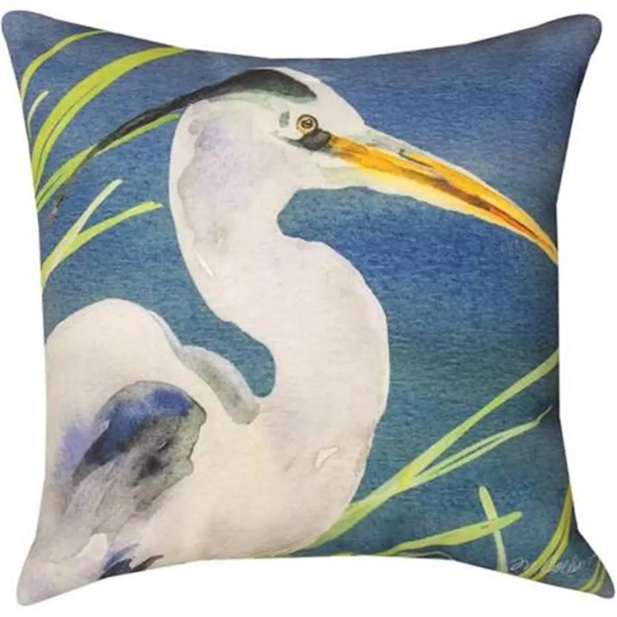 Manual Woodworkers & Weavers SLBLHR 18 in. Blue Heron Decorative Pillow