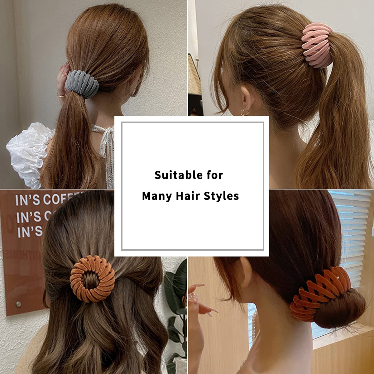 6Pcs Birds Nest Hair Accessories Bun Maker Clips Expandable Ponytail Holders Shaped Hairpins for Women and Girls