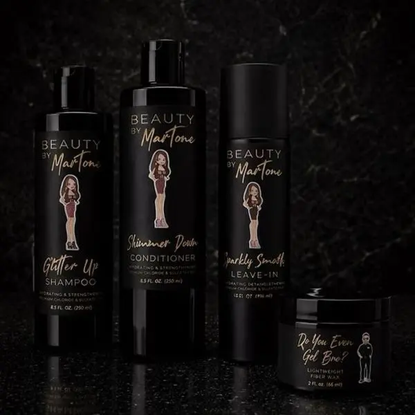 Beauty by Martone Mr & Mrs Bundle - Glitter Up Shampoo, Shimmer Conditioner, Sparkly Smooth Leave-In, Snack Gift Set for Hair Care