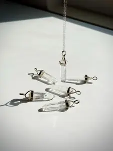 Clear Quartz Crystal Point Pendant Necklaces - 3cm pendant on 18" Sterling Silver Chain