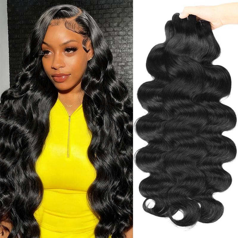 AMA Raw Body Wave Bundles 15A Grade Unprocessed Human Hair Bundles With Closure 2x6 Inch Quick Weave Extensions