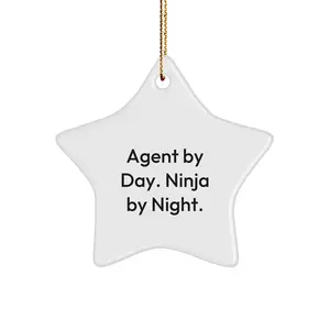 Funny Agent Gifts from Friends - Agent Star Ornament Christmas Unique Gifts for Agent By Day Ninja By Night