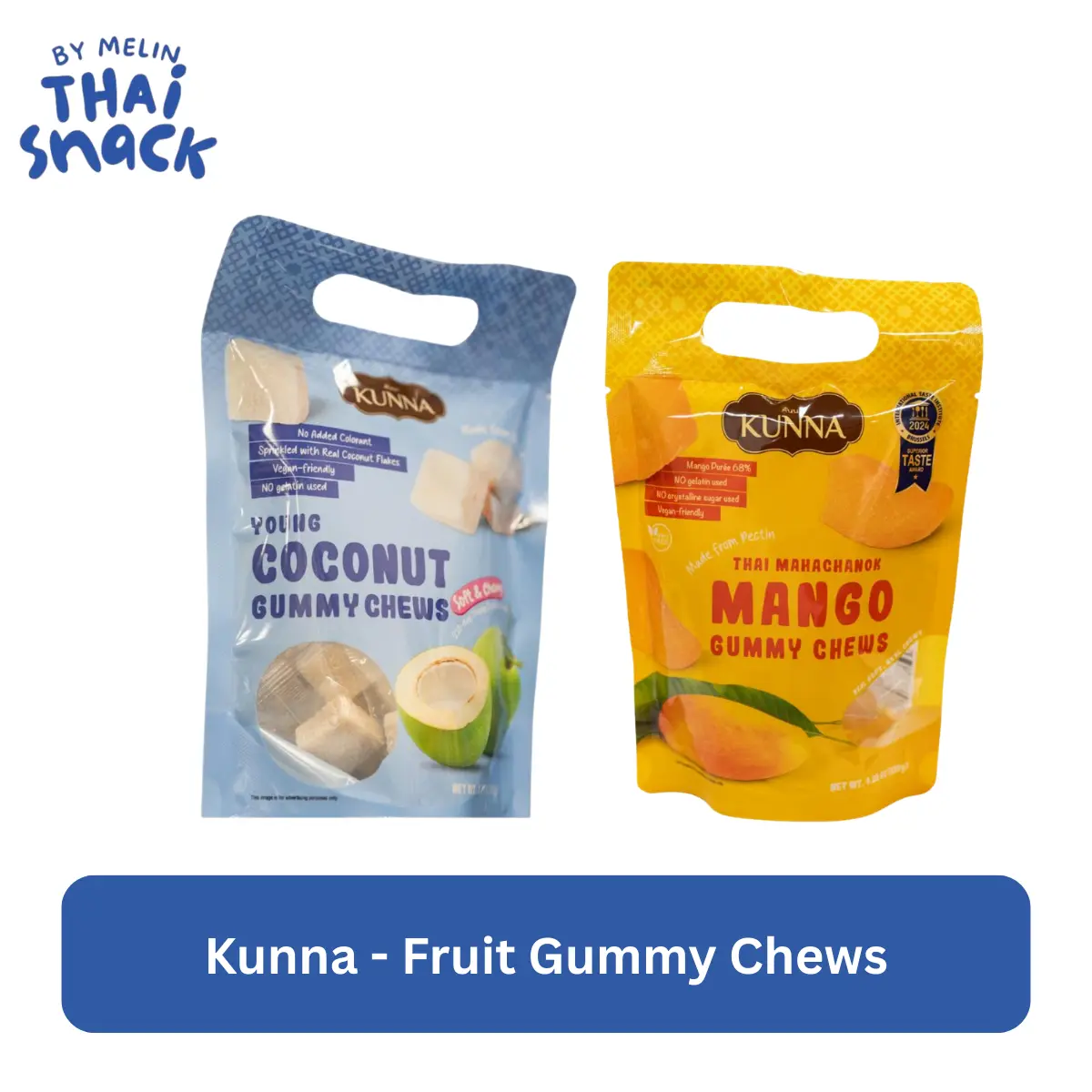 Kunna Mango Chewy Candy Treat - Coconut-Based Soft Fruity Candy, Fruity Snack Perfect for Anytime Sharing